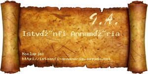 Istvánfi Annamária névjegykártya